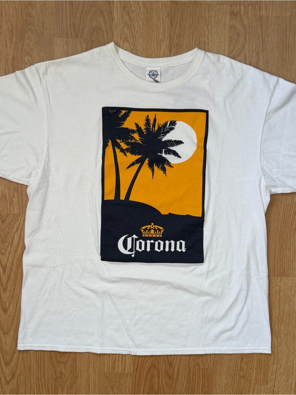 Corona Men’s White Palm Tree Sunset Graphic T-Shirt Beer Tee XL